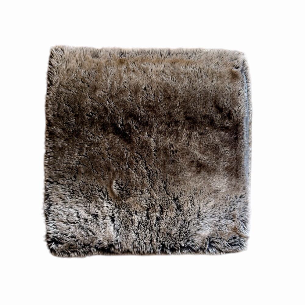 Pottery Barn Euro Sham Pillow Cover Ombre Brown Faux Fur Plush 18x18 NWOT